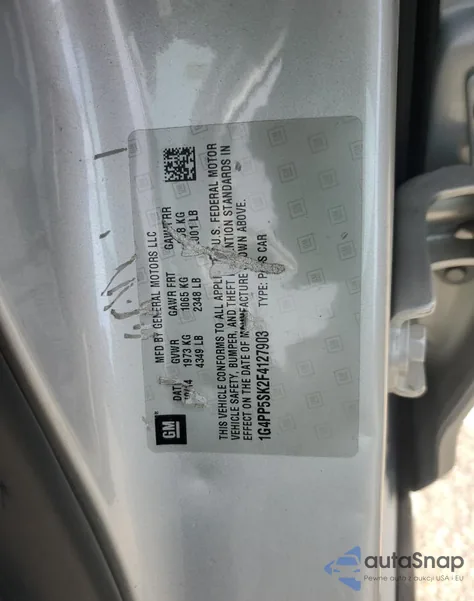 2015 Buick Verano from USA, damaged, VIN 1G4PP5SK2F4127903